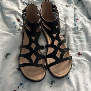 Journee Collection Black Strappy Sandals